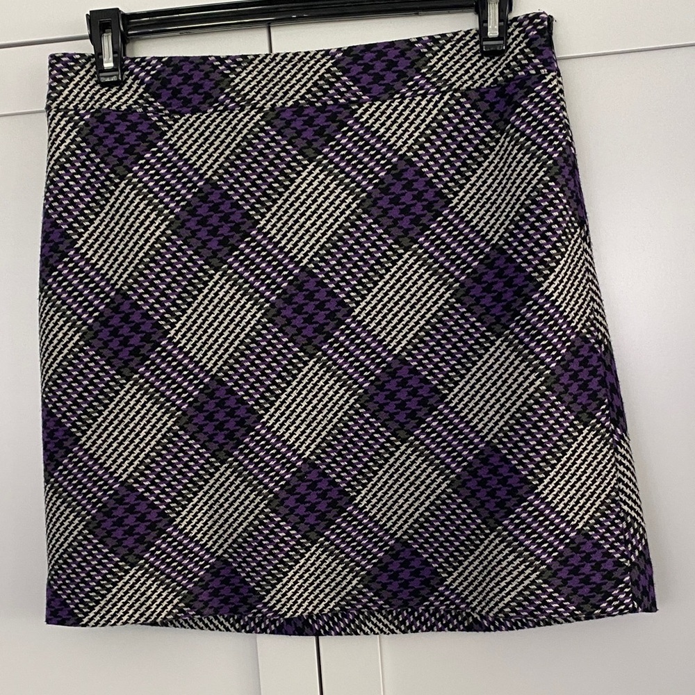 LOFT Purple and Black Checkered Pencil Skirt